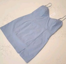 Urban Outfitters Bodycon Mini Dress Sky Blue Adjustable Straps Ribbed Size Med 