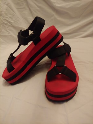 Jeffrey Campbell Red and Black Platform Sandals Size 6.5 Super Cute 
