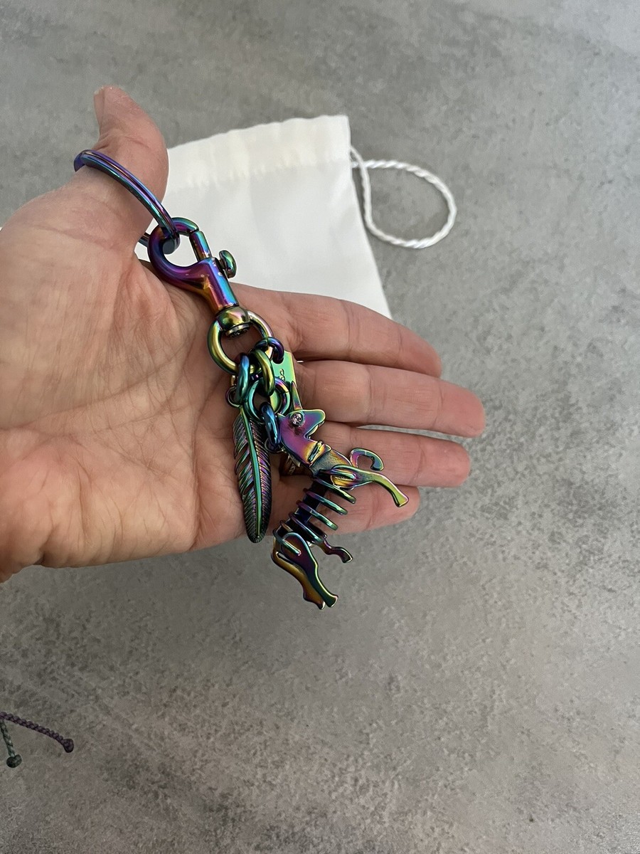 New! Coach Oil Slick Unicorn Rainbow Keychain Bag Charm & Bag