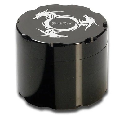 BL Black Leaf Grinder Dagon Wheel Kräutermühle 4-tlg, Ø 53 mm Schwarz