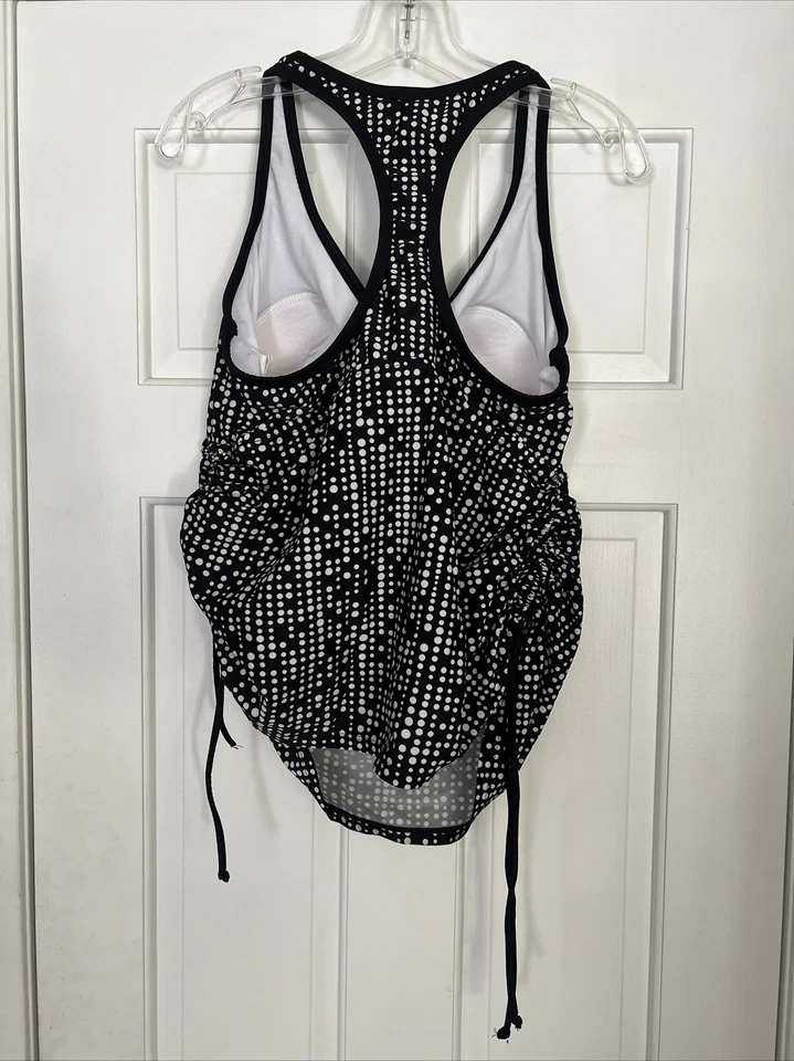 Liz Lange Maternity Tankini Top Size XL Black White swim racerback - Image 3 of 4
