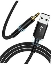 Audio Cable 3FT, Braided USB-A to Aux Male to Male TRS Black USB to 3.5mm