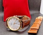 Vintage SEIKO 7N32-0DP0 Mens Gold Plated Leather Strap Quartz Watch VGC/Working