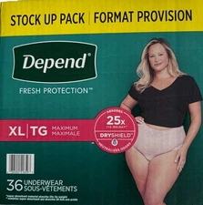 Incontinence Underwear for Women, Adult Diapers, XL, 36 Count