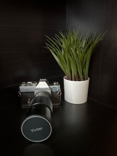 Vintage Mamiya / Sekor 1000 DTL 35mm SLR Camera w/ Vivitar 200mm Lens   AS IS