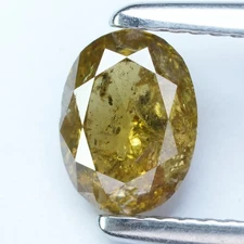 1.38Ct Rare 100% Natural No Treated I-1 Oval Fancy Greenish Yellow Diamond