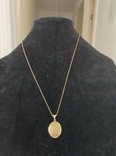 "Medallón grabado foto victoriana de colección cadena collar cuerda rellena oro 12k Ballou 24"""