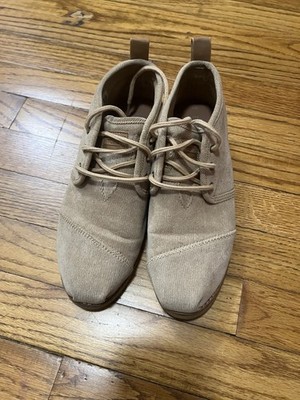 TOMS Women's Beige Canvas Oxford Lace-Up Shoes Size 8 Flat Booties