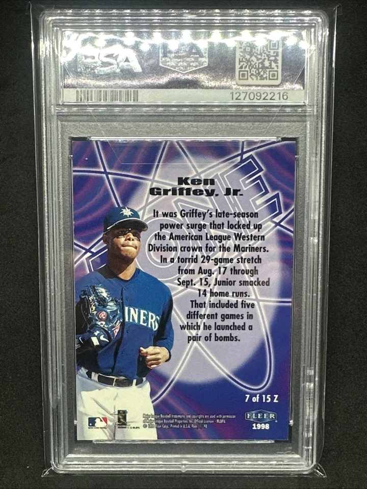 1998 Fleer Tradition Zone Ken Griffey Jr. #7 PSA 8 Near Mint - Image 2 of 2