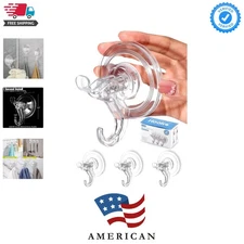 3 Pack Suction Cup Hooks, Clear Suction Cup Hanger, Removable Small Suction C...