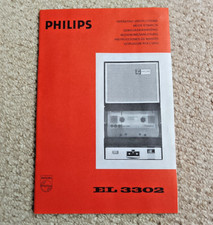 Operating Instruction Manual Guide For Philips EL 3302 Cassette Recorder Genuine