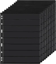 10 Sheets 20 Pages Postage Stamp Album Pages, 8 Pockets 7.7X 1.18In Stamp Collec