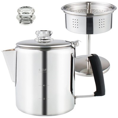Multi Use Percolator Coffee Pot Stainless Steel Stove Top Coffee Maker With Two
