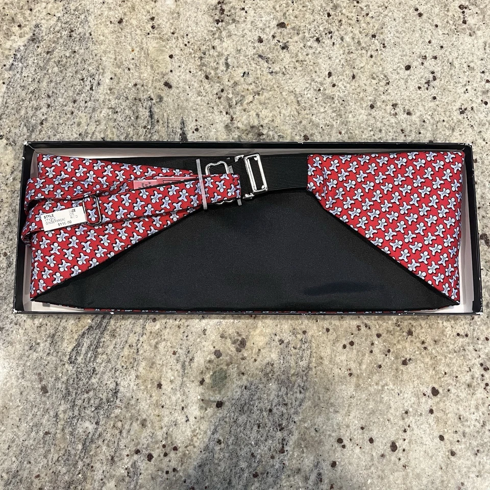 Vineyard Vines Pan de Jengibre Hombre Conjunto de Faja y Pajarita 100% Seda Esmoquin Formal Foto 3 de 4