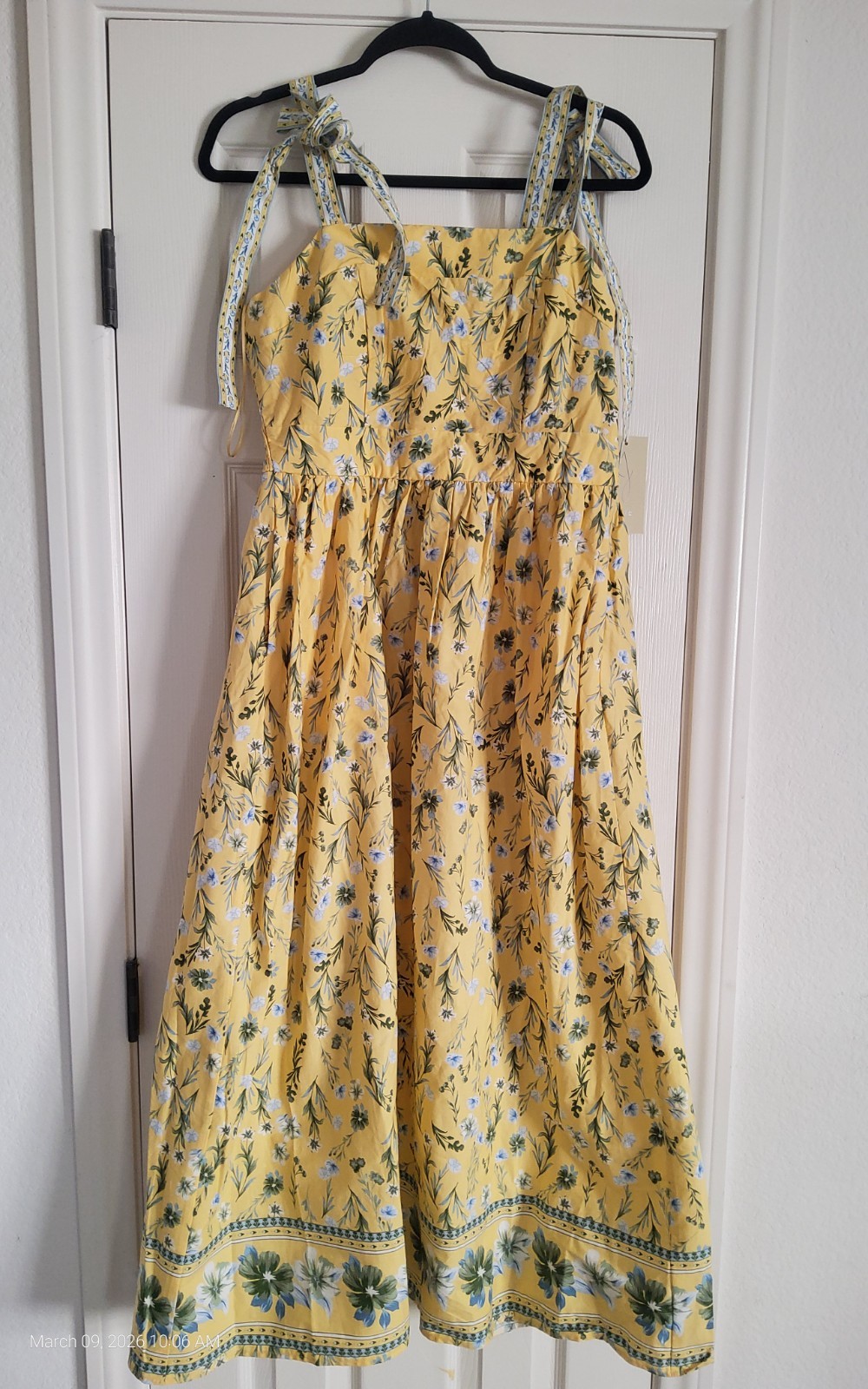 Joie Buttercup Yellow Cotton Floral Rouched Maxi Dress Size L