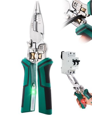 Faitio upgraded 8 in 1 Wire Strippers with Voltage Tester, Green 