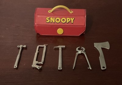 SNOOPY Red Vinyl Tool Box w/Tools Vintage 1958 Butterfly Originals