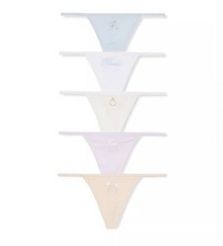 VICTORIA S SECRET 5 PACK BRIDAL STRETCH COTTON V STRING SMALL
