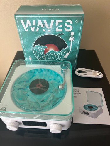 Waves Lecteur Vinyle Enceinte Bluetooth - Platine Rétro Bruit Blanc - Neuf - Photo 2/4