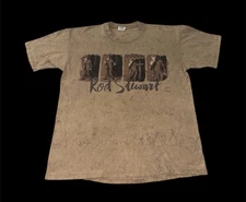 Vintage 90s Rod Stewart Brown Graphic Tie Dye Short Sleeve T Shirt Size L 22x30