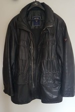 Vintage POST CARD Lederparka – Schwarzes Nappa Leder – Made in Italy, Größe XXL