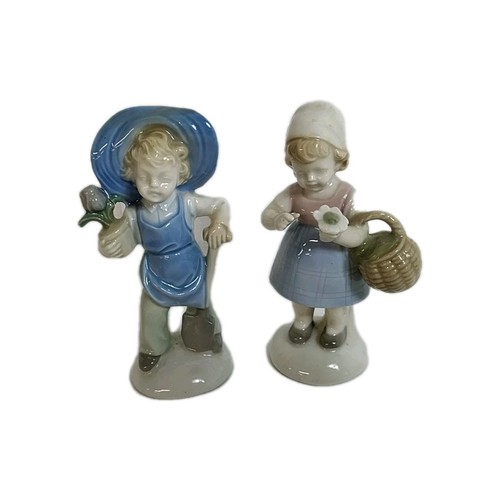 Paar bezaubernde deutsche Porzellanfiguren - Mädchen & Korb, Junge Gartenarbeit - Bild 1 von 10