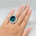 Dazzling Blue Green Tourmaline 21Ct 925 Sterling Silver Handmade Rings Size 6.5