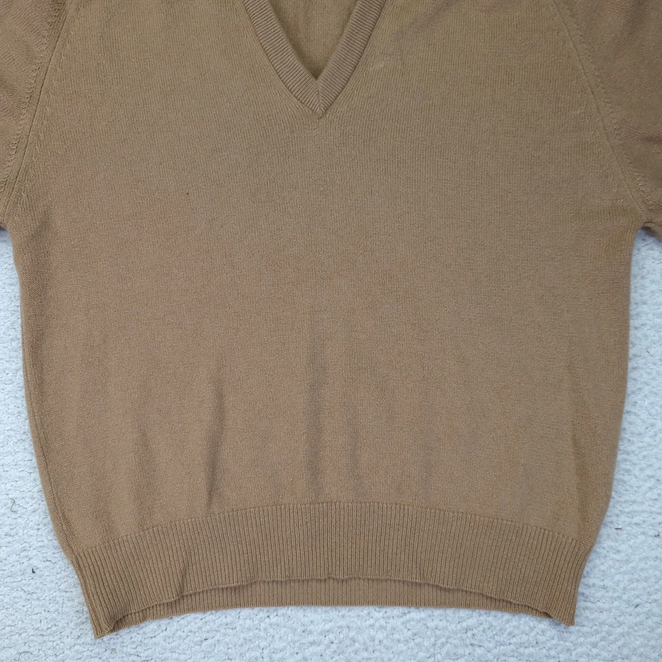 Suéter Pullover Lyle & Scott 100% Cachemira Escocia Para Hombres XL-XXL 48 Cuello en V Camel Foto 4 de 4
