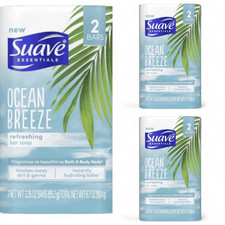 Suave Bar Soap 6 Pack Ocean Breeze 3 x 2 Pack 6 Bars 3.35 Oz Refreshing NEW