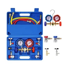 AC Gauges, AC Manifold Gauge Set for R134a R12 R22 R502, 3 Way Automotive AC ...