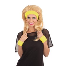 1980s Yellow Headband Wristband Set
