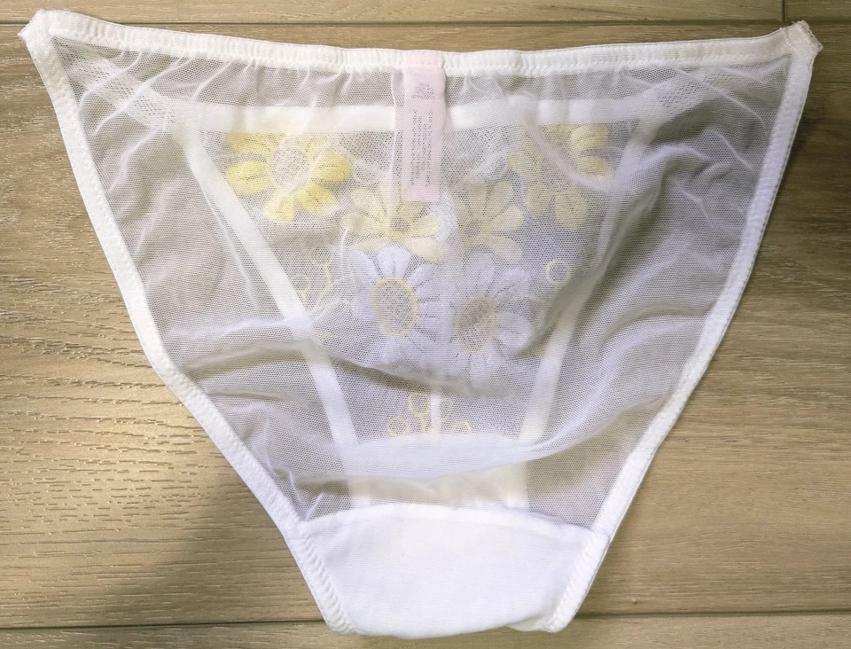 Vintage Victoria's Secret Sheer Mesh Embroidered Floral String Bikini Panties S - Image 2 of 3