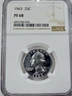 1963 NGC PF68 90% Silver Proof Washington Quarter 25c