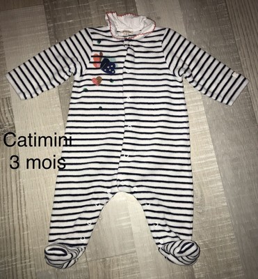 Catimini MOIS FILLE Pyjama Babygros Velours Coton Hiver 2021