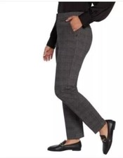 Banana Republic Womens 12 Dress Pants Charcoal Plaid Flat Front Stretch Slacks