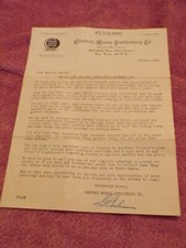 October, 1943 Letterhead-Century Music Publishing Co. New York, NY