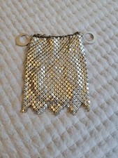 Vintage Art Deco Silver metal mesh finger purse in excellent shape