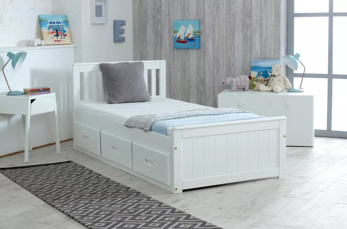 3ft Single Mission Storage Bed White Waxed Honey or Grey Available