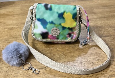 Kipling Maceio Mini Crossbody Bag Watercolors Print Nylon Pom