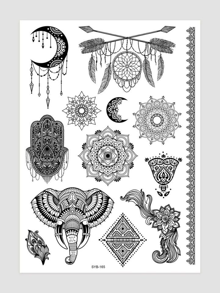 Lace transfer NEW Red henna Hand Arm Tattoo Mehandi Sticker Art