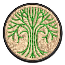 Geometric Lines Tree of Life Multi-Color Embroidered Iron-On Patch Applique