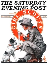 Saturday Evening Post 1924 Cover  Reproduction Giclee Print Girl Scout Cares