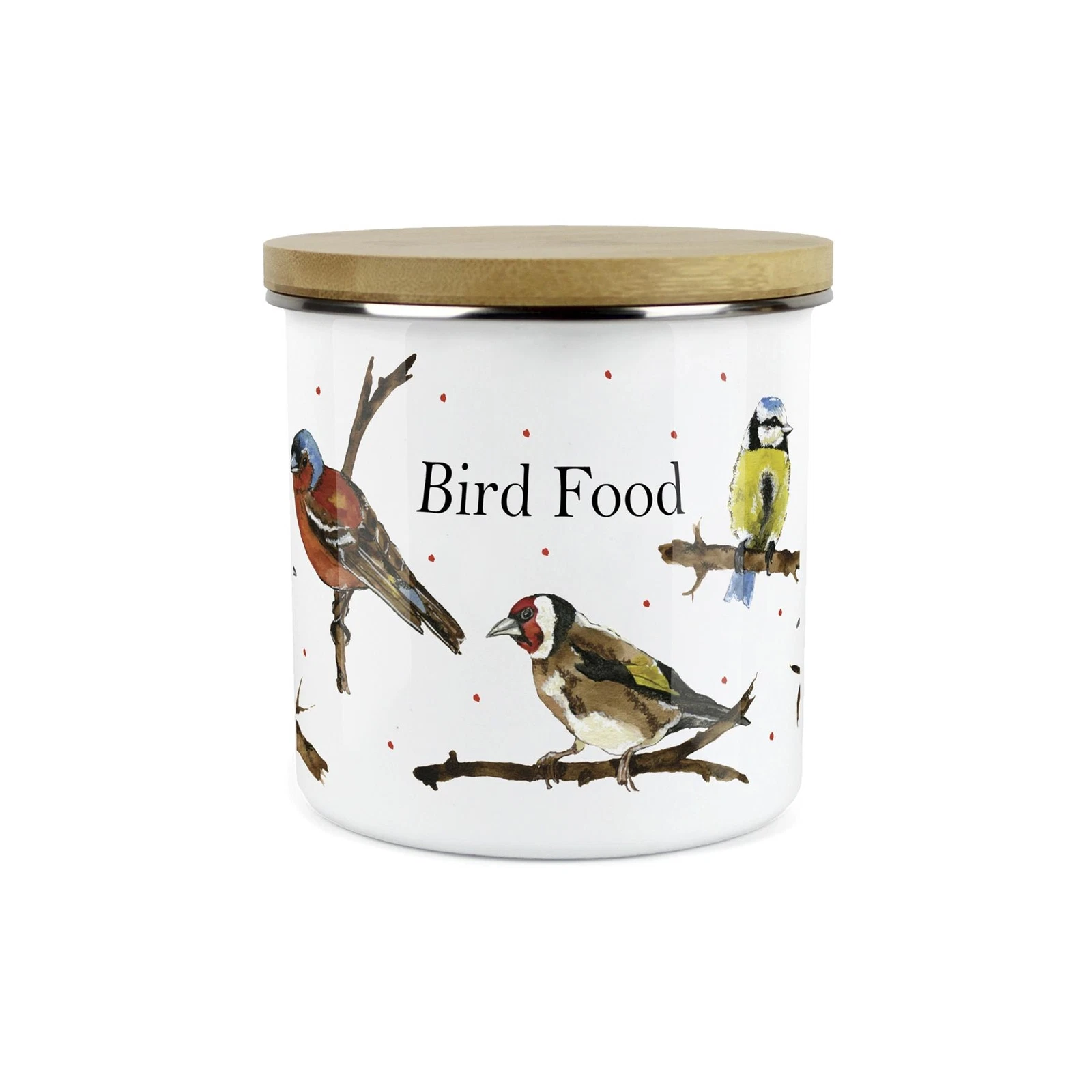 Purely Home Canister - Bird Food - Painted Design White Enamel Airtight Canister
Opens in a new wind