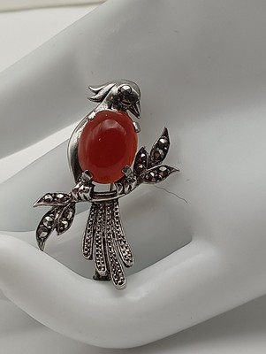 Broche Oiseau En Argent Massif 850/1000 Poinçon ML Maurice Lespous - Occasion
