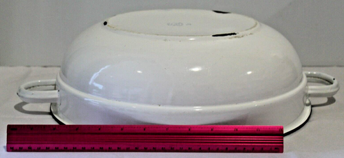 Large Porcelain Enamel Ware Tub Kitchen Cottage Basin Wash Bowl Handles Vtg VGC - Picture 5 of 16