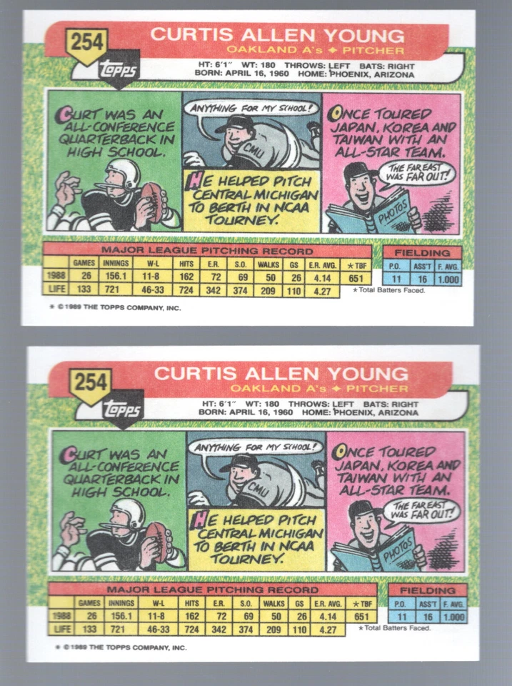 1989 Topps Big Curt Young #254  - Image 2 of 2
