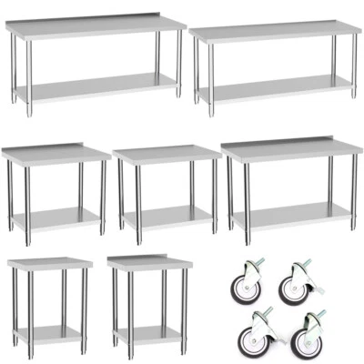 BEST-FURNITUREUK Stainless Steel Commercial Kitchen Food Prep Work Table Bench with/no Backsplash