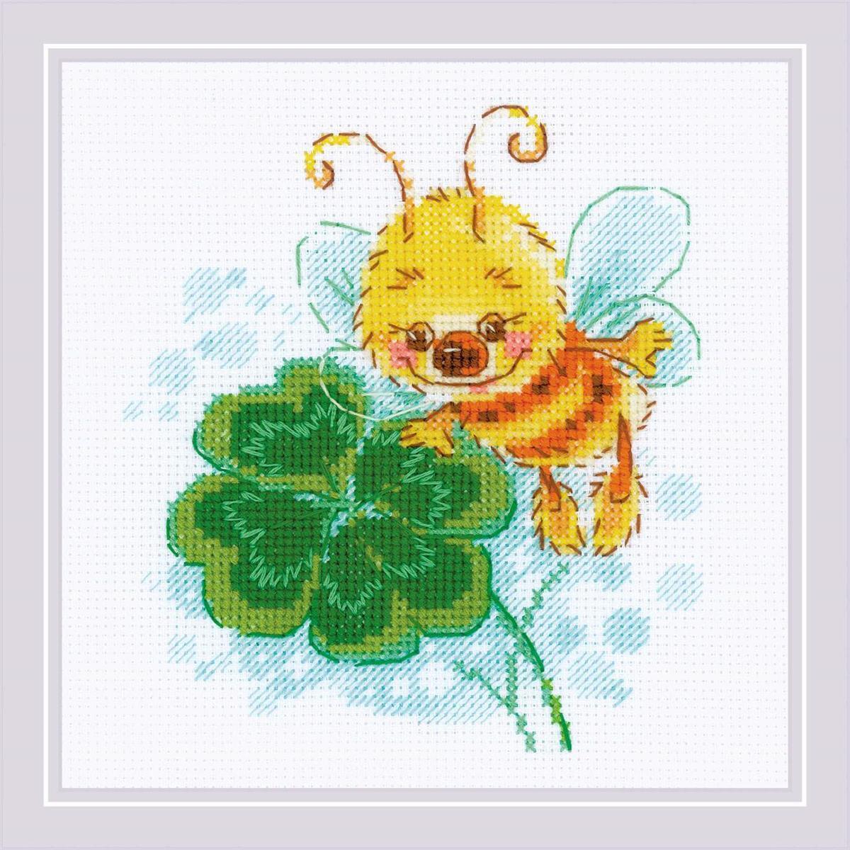 Riolis counted cross stitch kit ""Lucky Clover"", 15x15cm, DIY