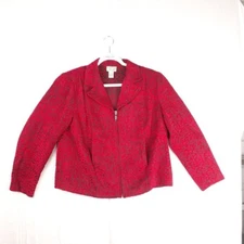 Molly & Max Red & Black Leopard Print Zip-Up Womens Blazer Jacket 1X