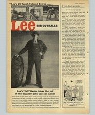 1957 PAPER AD Lee Bib Overalls No-Slip Suspenders No-Rip Seams Jelt Denim